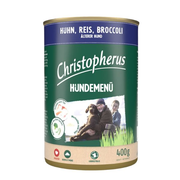 כריסטופרוס מעדן פטה לכלבים סניור עוף הודו כבש דגים וברוקולי - 400 גרם