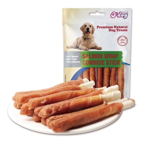 או דוג O'Dog חטיף עור בקר עטוף סלמון - 100 גרם