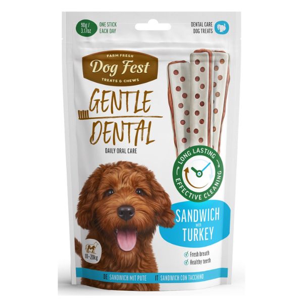דוג פסט חטיף לכלבים דנטלי עדין סנדוויץ הודו - 90 גרם
