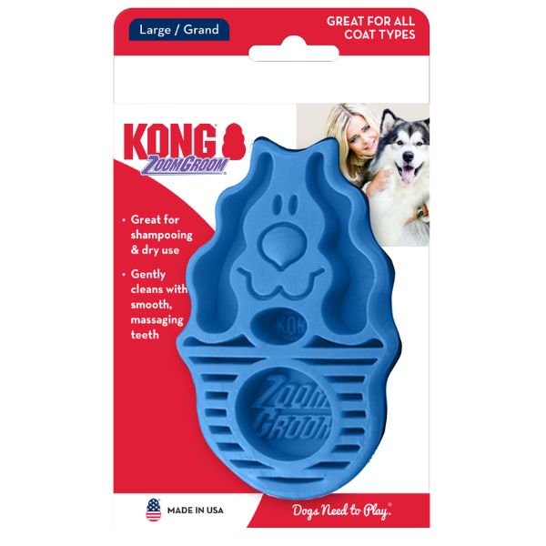 קונג זום גרום ZoomGroom מברשת קרצוף והברשה לפרווה קצרה - גדול