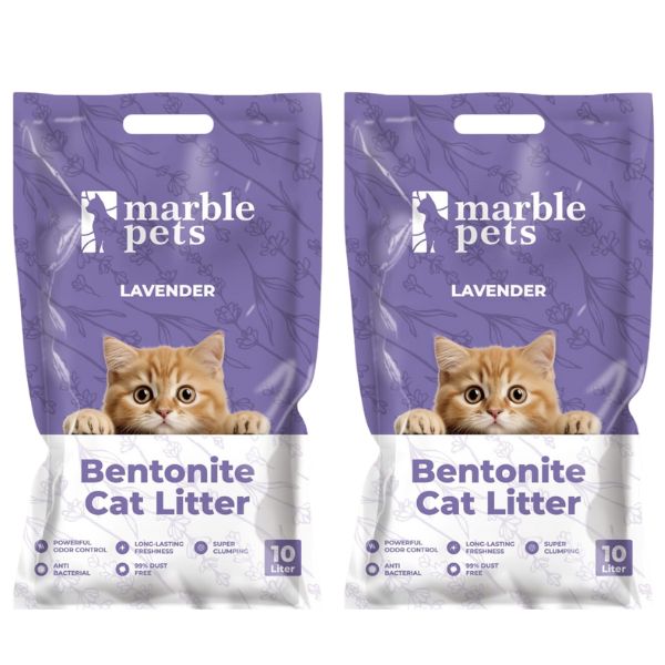 זוג מרבל Marble חול לחתולים מתגבש בניחוח לוונדר עדין - 10 ליטר * 2 יח'