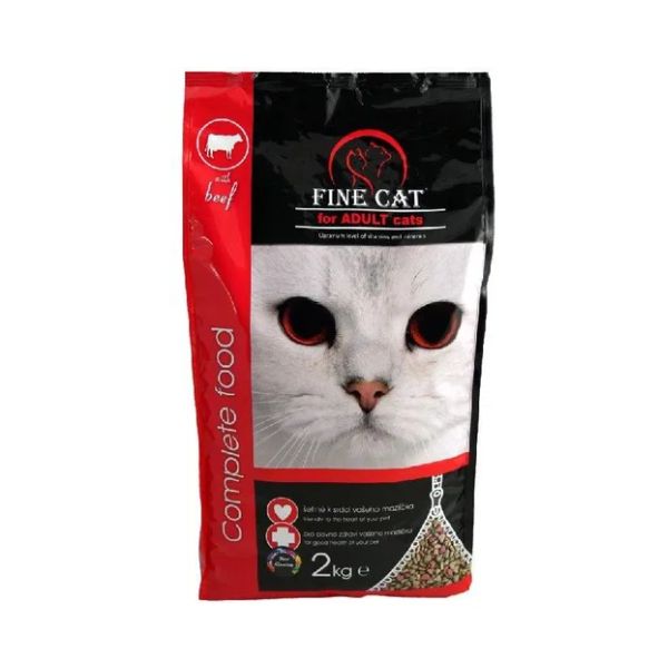 Fine cat פיין קט מזון יבש לחתולים בטעם בקר- 2 ק"ג