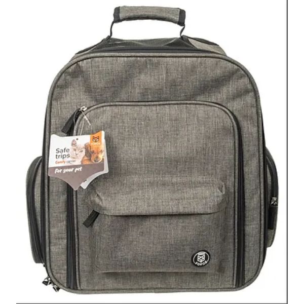 פופוס תיק גב *מתרחב* אפור לכלבים וחתולים עד 12 ק"ג