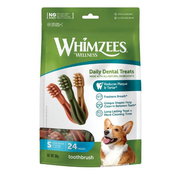 ווימזיז Whimzees מברשת שיניים קטנות אריזת חסכון 24 יח' -  360 גרם