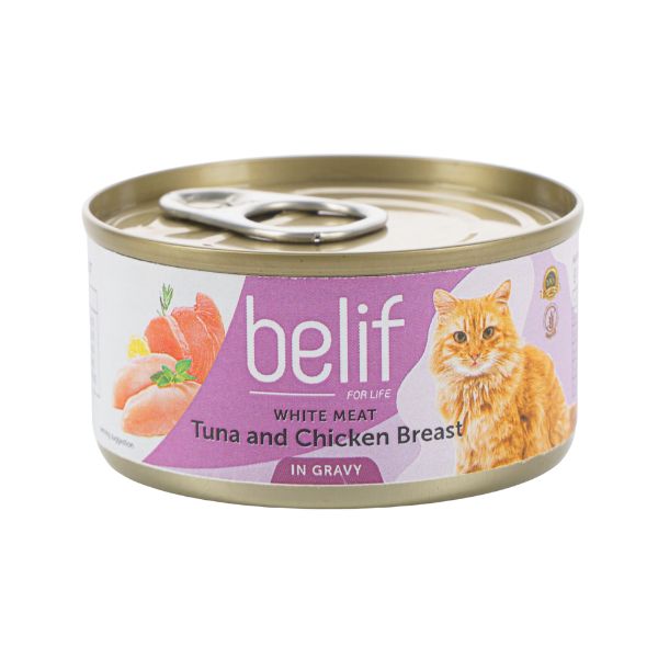 belif בליף מעדן טונה וחזה עוף ברוטב - 80 גרם