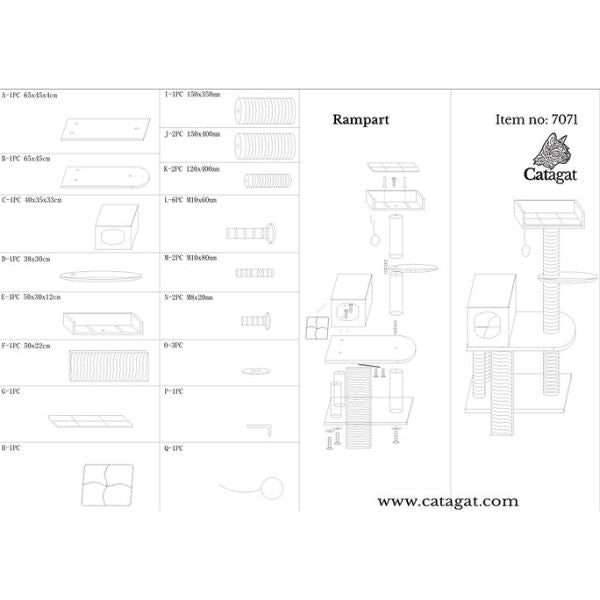 Catagat Rampart מתקן גירוד לחתולים מפואר ויוקרתי - 140 ס"מ