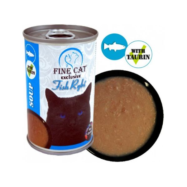 Fine Cat מעדן לחתולים ציר מרק סלמון - 158 גרם