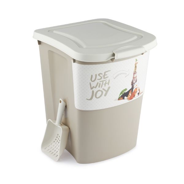 פח אחסון איכותי לאוכל 38 ליטר + כף