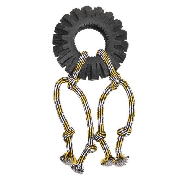 פופוס צעצוע צמיג לעיסה חזק L עם חבל לכלב FOFOS