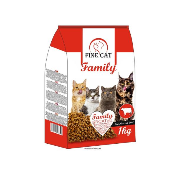 Fine cat family מזון יבש בסיסי לחתולים בטעם בקר - 1 ק"ג