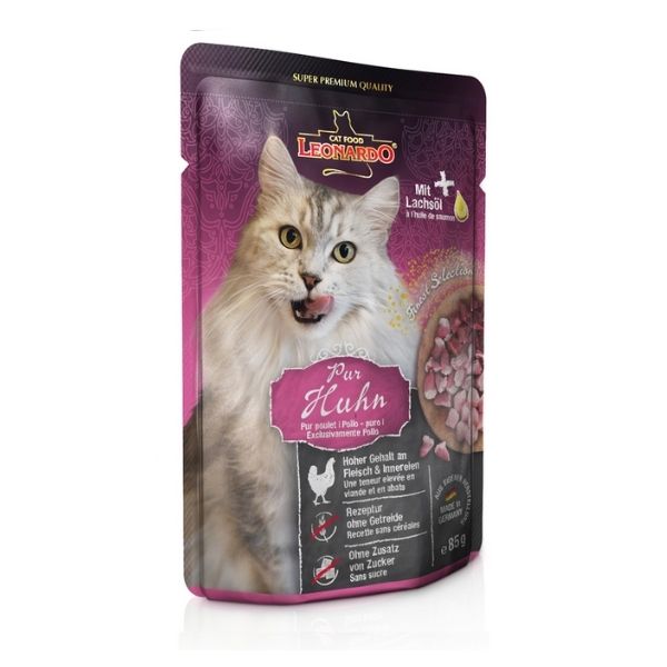 לאונרדו מחית פאוץ' לחתולים עוף 85 גרם