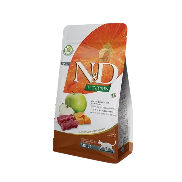 N&amp;D מזון יבש ללא דגנים לחתולים צבי דלעת ותפוח - 5 ק"ג