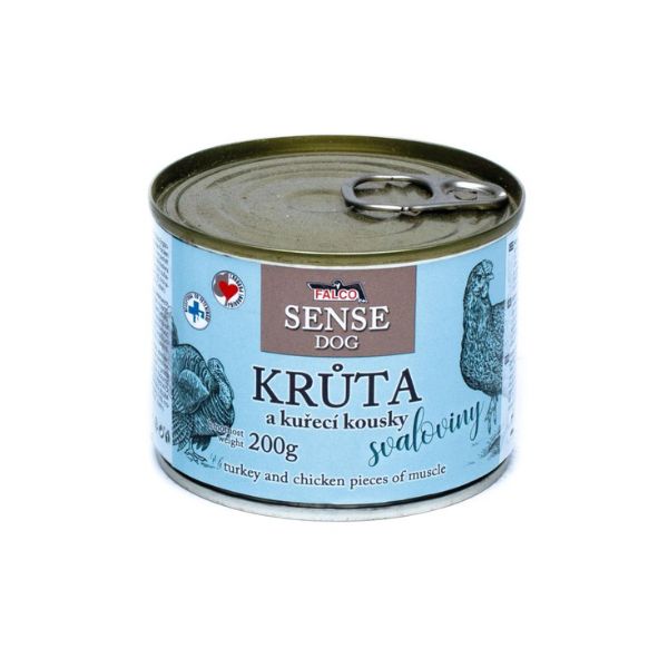 Falco Sense dog מזון רטוב בשימורים הודו ושריר עוף - 200 גרם