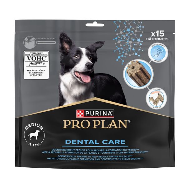 פרו פלאן חטיף דנטלי לכלבים בינונים 12-25 ק"ג - 15יח' 345 גרם