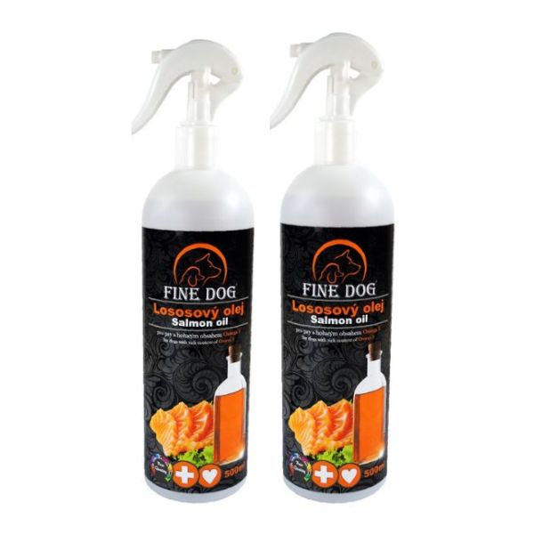 זוג בקבוקי Fine Dog שמן סלמון 100% טהור - 1000 מ"ל