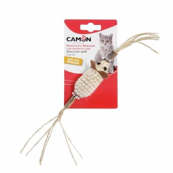 צעצוע מעץ מטאטבי עם עכבר וחבלי יוטה Camon