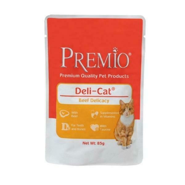 פרמיו פאוץ' לחתול - נתחי בשר בקר ברוטב עשיר