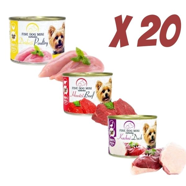 פיין דוג Fine dog מיני אקסלוסיב מעדן פטה לכלבים - 200 גרם * 20 יח'